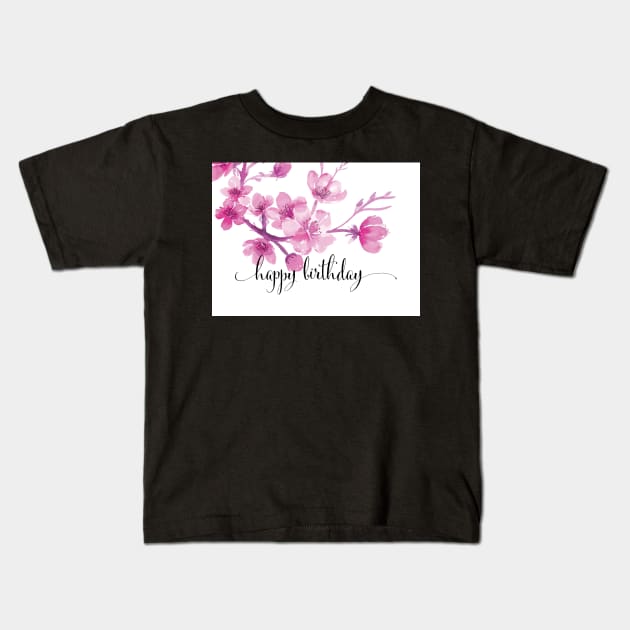 Watercolor Blossoms Floral Birthday Card | Greeting Card Kids T-Shirt by Harpleydesign